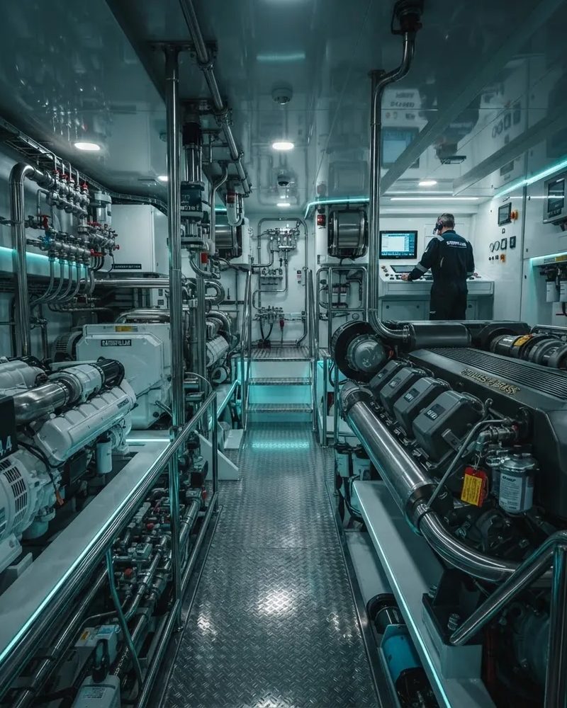 A megayacht engine room